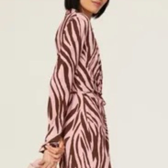 The Andamane Rent the Runway Jane pink brown wrap dress sz L/40 $580 - Picture 2 of 5